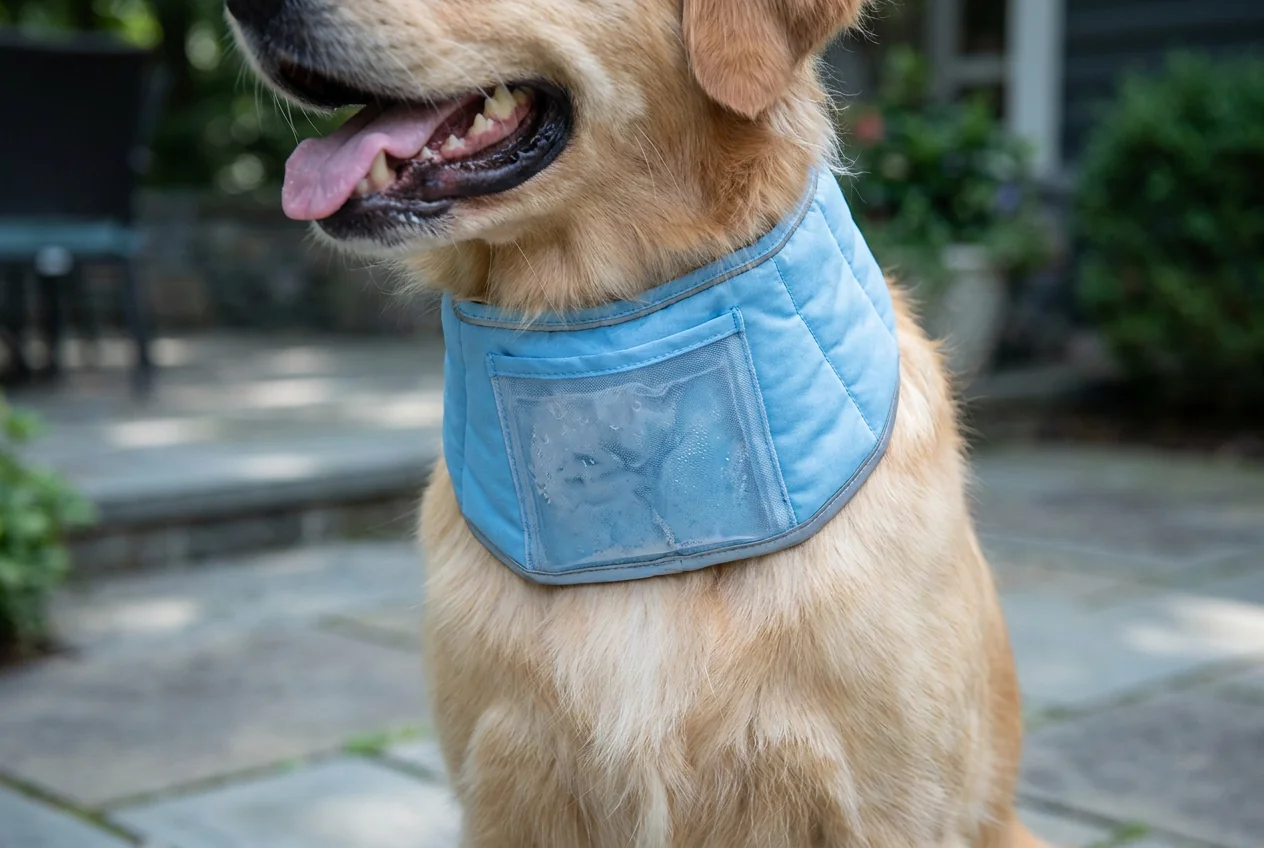 Dog cooling collar with a chilled insert