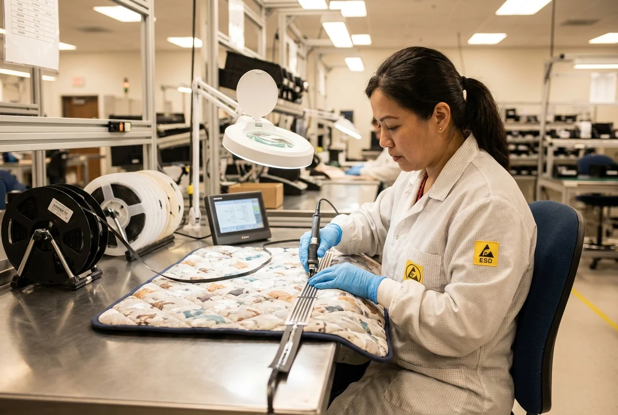 Low-voltage heating element integration into electric pet pads and beds