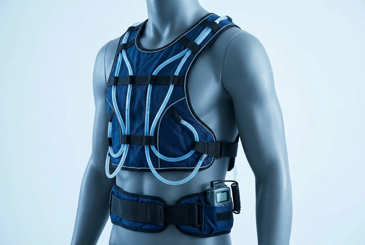 Water-circulation cooling vest with embedded tubing